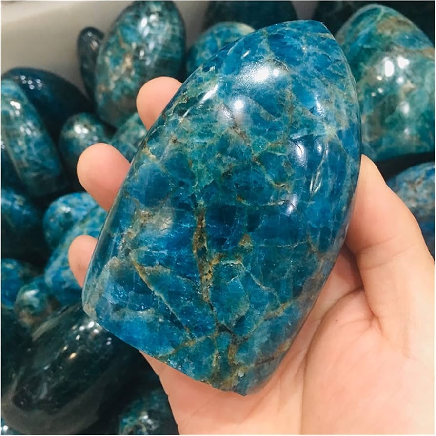 天然石アパタイト 艶々ブルー☆絆を強める石☆ブラジル産☆天然石ブレスレット